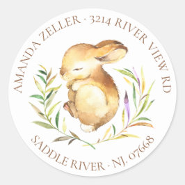 Little Bunny Baby Dusche Rücksendeadresse Etikett Runder Aufkleber