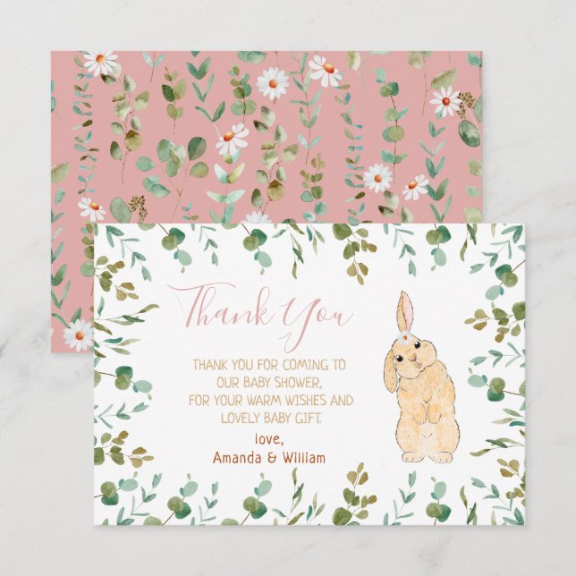 Little Bunny Baby Dusche Vielen Dank Dankeskarte (Vorne/Hinten)