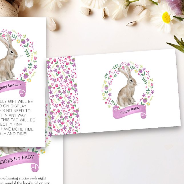 Little Bunny Baby Dusche Winzer Raffle Bloral Begleitkarte (Spring or Easter Diaper Raffle card from my Little Bunny & Little Lamb Baby Shower collection)