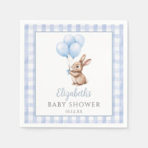 Little Bunny Blue Balloons Boy Baby Shower