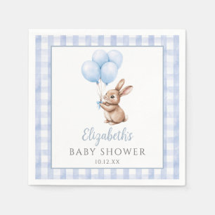 Little Bunny Blue Balloons Boy Baby Shower Serviette