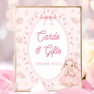 Little Bunny Bow Baby Shower Karten und Geschenke Poster