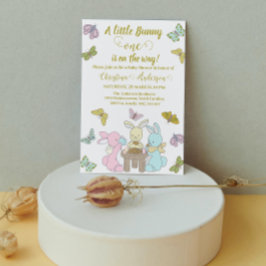 Little Bunny Butterfly One Baby Dusche Einladung