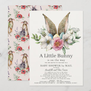 Little Bunny Ear Floral Pink Baby Dusche by Mail Einladung