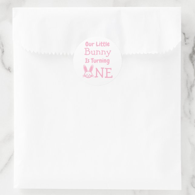 Little Bunny First Geburtstag Runder Aufkleber (Tasche)