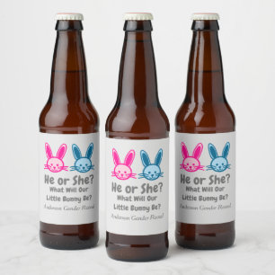 Little Bunny Gender Reveal Bierflaschenetikett