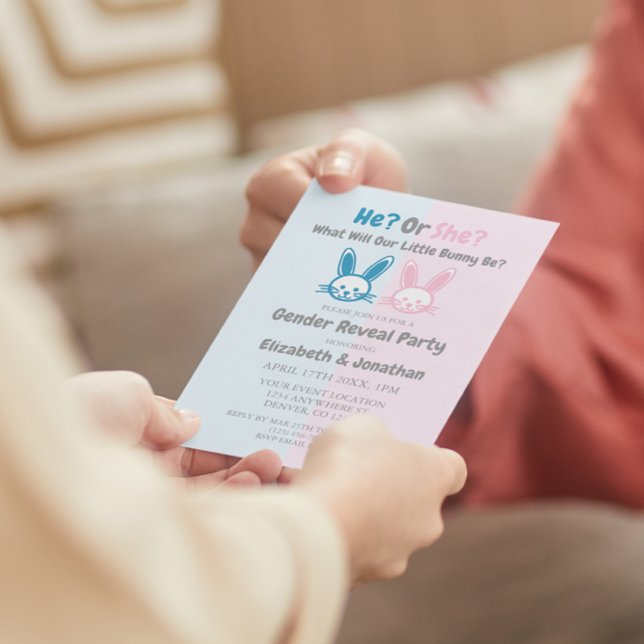 Little Bunny Gender Reveal Einladung (Von Creator hochgeladen)