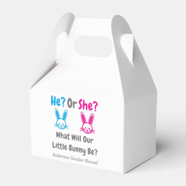 Little Bunny Gender Reveal Geschenkschachtel (Vorderseite)