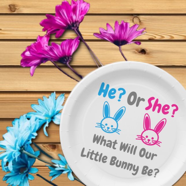 Little Bunny Gender Reveal Pappteller (Von Creator hochgeladen)