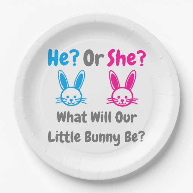 Little Bunny Gender Reveal Pappteller (Vorderseite)