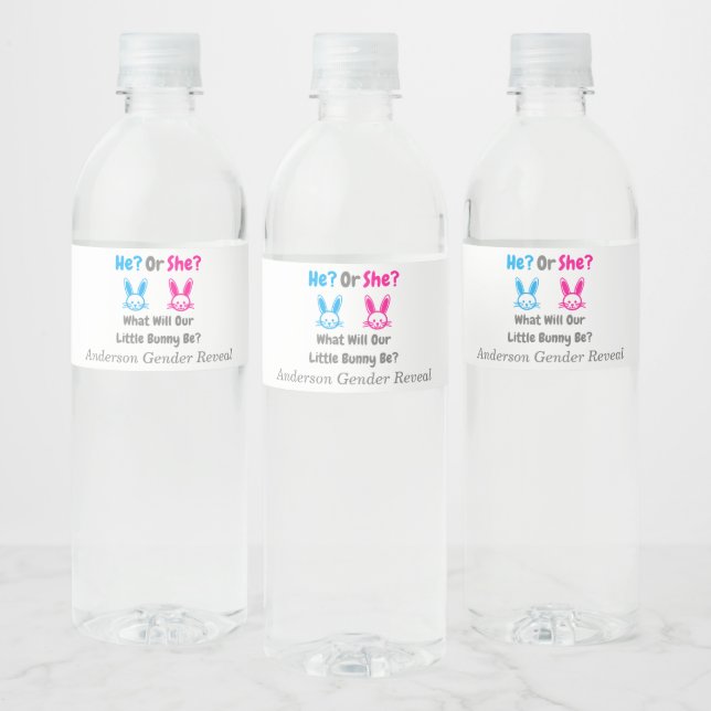 Little Bunny Gender Reveal Wasser Flasche Etikett (Flaschen)