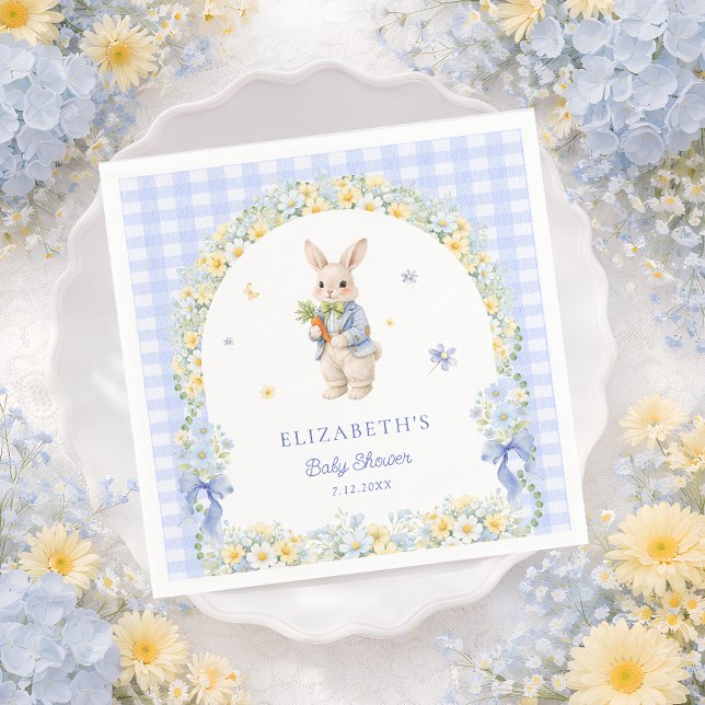 Little Bunny Gingham Boy Baby Shower Serviette (Von Creator hochgeladen)