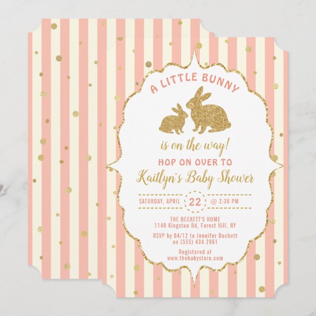 Little Bunny Girls Easter Baby Shower Einladung (Vorne/Hinten)