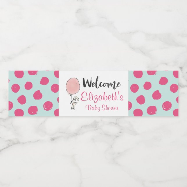 Little Bunny Holding a Balloon Baby Shower (Einzelnes Label)