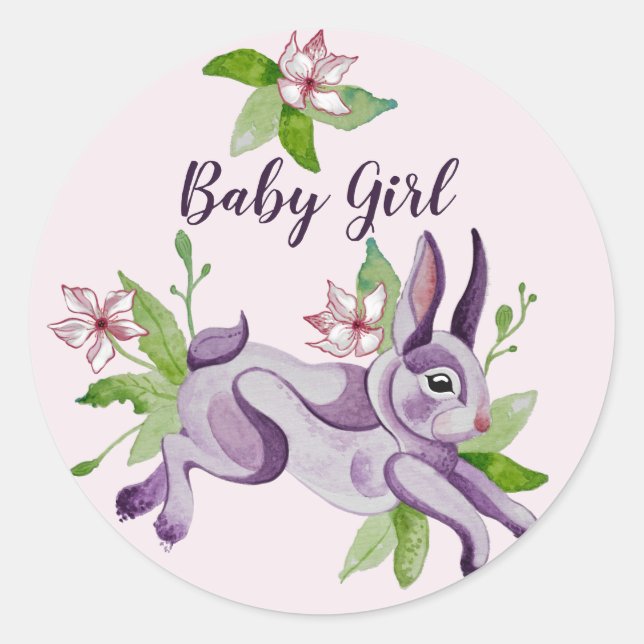 Little bunny im Watercolor Runder Aufkleber (Vorderseite)