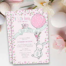 Little Bunny mit Balloon Niedlich Girl Baby Dusche Einladung