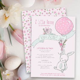 Little Bunny mit Balloon Niedlich Girl Baby Sprink Einladung