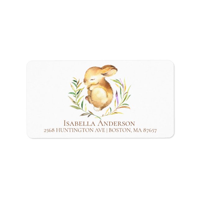Little Bunny Neutral Baby Duwer Address Label Adressaufkleber (Vorne)