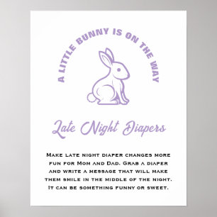 Little Bunny Oaster Baby Shower Spate Night Diaper Poster