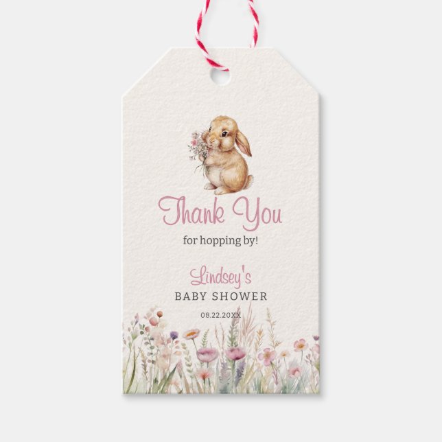 Little Bunny Pastel Floral Vielen Dank Geschenkanhänger (Vorderseite)