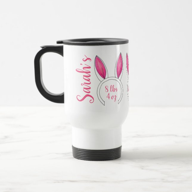 Little Bunny Personalisiert New Baby Ankündigung Reisebecher (Links)