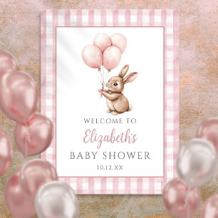 Little Bunny Pink Baby Dusche Begrüßungszeichen Poster
