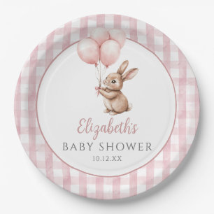 Little Bunny Pink Balloons Girl Baby Dusche Pappteller