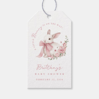 Little Bunny Pink Bow Baby Shower Geschenkanhänger