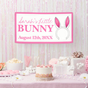 Little Bunny Pink Rabbit Oars Neue Babydusche Banner