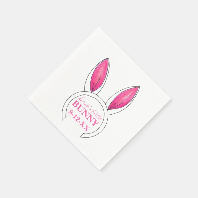 Little Bunny Pink Rabbit Oars Neue Babydusche Serviette (Ecke)