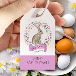 Little Bunny Rabbit in Niedlichen Blume Danke Geschenkanhänger