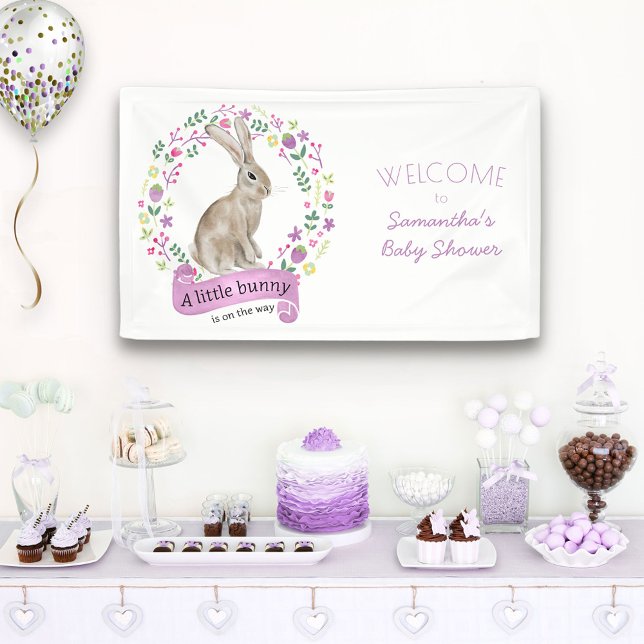 Little Bunny Rabbit und Hübsche Blume Babydusche Banner (Von Creator hochgeladen)