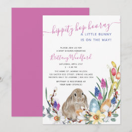 Little Bunny Rabbit und Spring Blume Babydusche Einladung