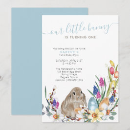 Little Bunny Spring Blume und Rabbit 1. Geburtstag Einladung