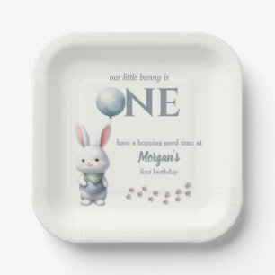 Little Bunny Turning One Blue Boys 1. Geburtstag Pappteller