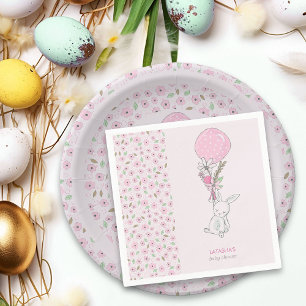 Little Bunny und Balloon Girly Pink Baby Dusche Serviette