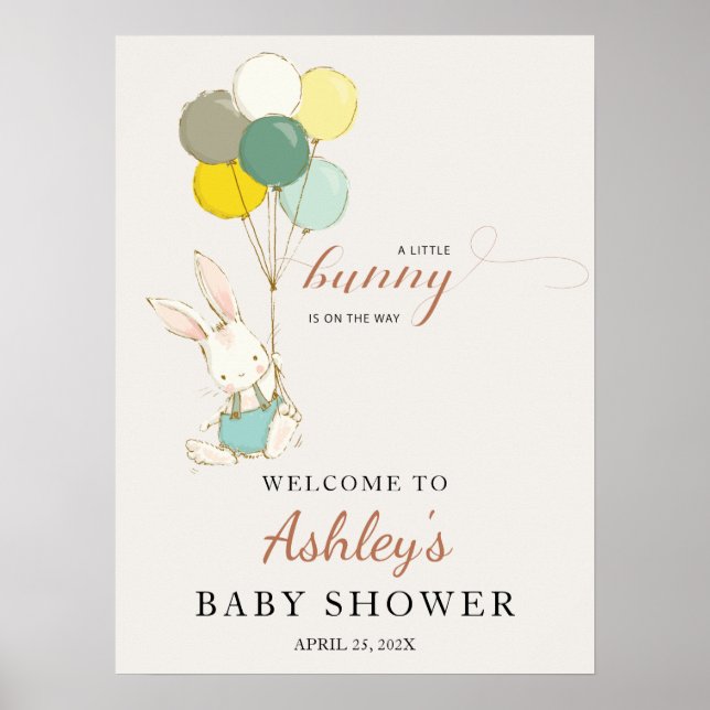 Little Bunny Welcome Baby Dusche Poster (Vorne)