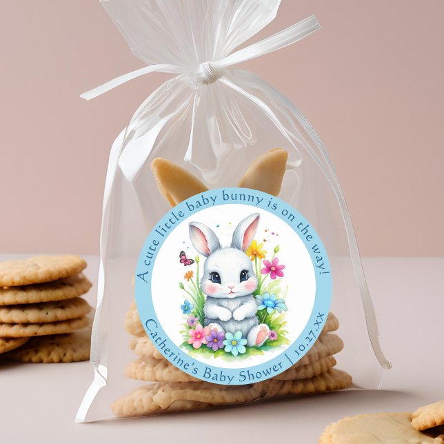 Little Bunny Wildblume Garden Easter Baby Dusche Runder Aufkleber (Von Creator hochgeladen)