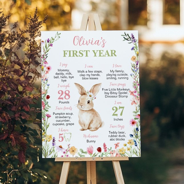 Little Bunny Wildblume Geburtstag Milestone Zeiche Poster (Von Creator hochgeladen)