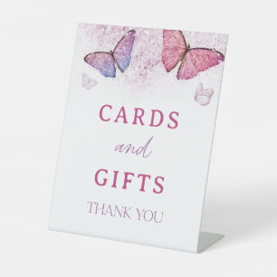 Little Butterfly 1. Geburtstagskarte und Geschenke Sockelschild