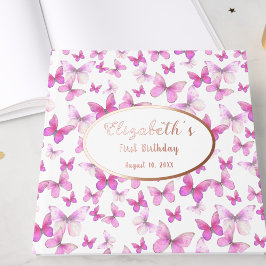 Little Butterfly 1st Birthday Pink Girl Rose Gold Gästebuch