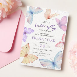 Little Butterfly Aesthetic Pastel Girl Baby Shower Einladung