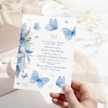 Little Butterfly Blue Flowers Junge Babydusche