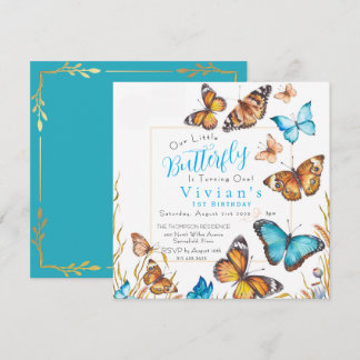 Little Butterfly Einladung zum 1. Geburtstag