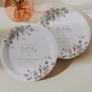 Little Butterfly Garden Floral Baby Dusche Pappteller