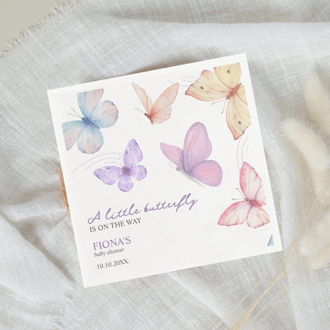 Little Butterfly Girl Baby Shower Cute Serviette (A little butterfly is on the way girl baby shower personalized napkins)