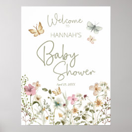 Little Butterfly Girl Babydusche Begrüßungszeichen Poster
