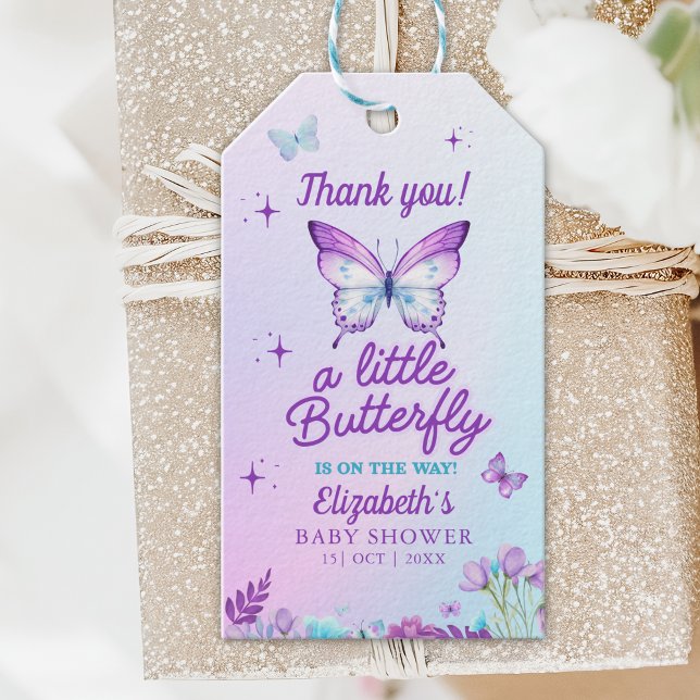Little Butterfly is on the way Baby shower Geschenkanhänger (Von Creator hochgeladen)