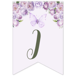 Little Butterfly Lila Floral Baby Dusche Wimpelkette