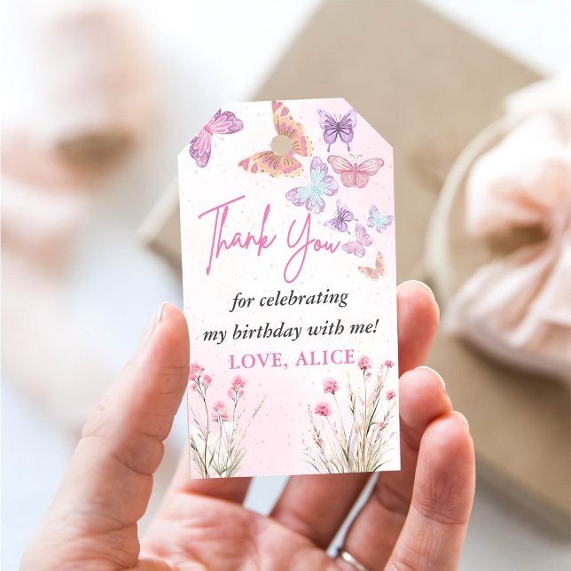 Little Butterfly Meadow Wildblumen Geburtstagspart Geschenkanhänger (Von Creator hochgeladen)